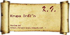 Krupa Irén névjegykártya
